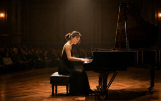 Pianist, der auf der Bühne auftritt