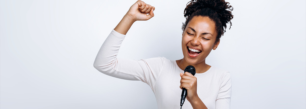 Enthusiastic female singer